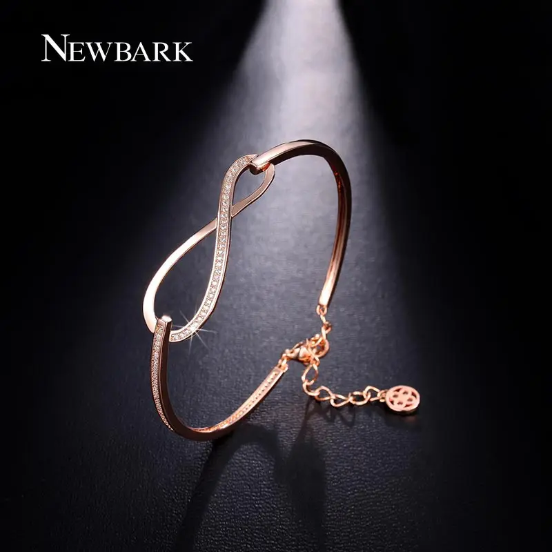 NEWBARK микро CZ проложили Рисунок 8 Бесконечность браслет розовое золото цвет и