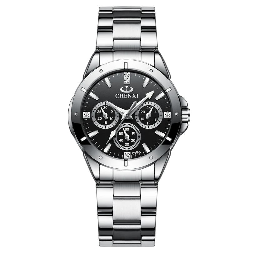 Black Dial CHENXI 019A женские модные роскошные часы Женские кварцевые наручные часы женские Роскошные Стразы циферблат часы водонепроницаемые Reloj Mujer - Цвет: Black Dial