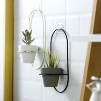 new 2 pieces pottery planters modern wall hanging flower pots with metal stands small flower vase home wall decoration
