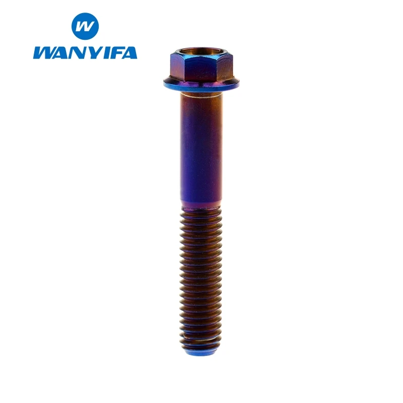 M8x50 Blue Wanyifa M8x15 20 25 30 35, 40 45 50 55 60 65 мм с коротким фланцем Головкой Винт С Титановым болтом для дисковые велосипедные тормозные цвета: золотистый, голубой цвет - Цвет: M8x50 Blue