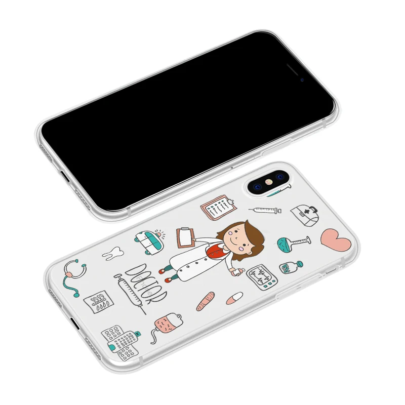 DIFFRBEAUTY милый медицинский чехол для iPhone 5 6 6S X XR MAX Plus прозрачный 8 7 Plus|Бамперы| |
