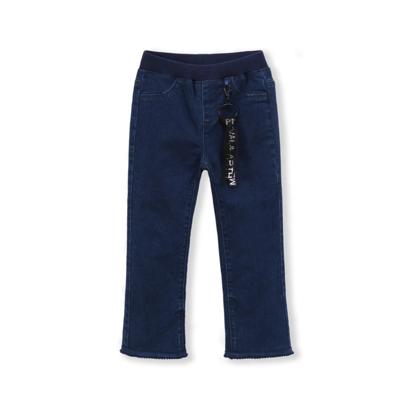 Balabala Todder Girl Fleece-Lined High Flare Jeans with Tab Kids Pull-on in Washed Denim Pocket Ribbing at Waist | Мать и ребенок