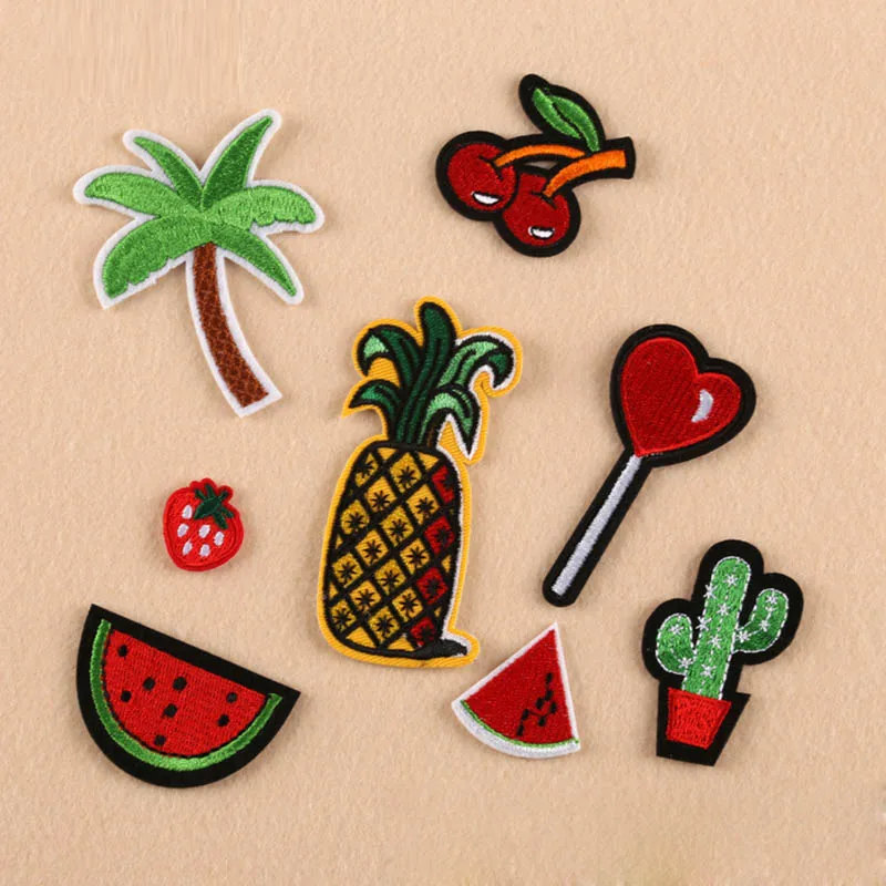 

SHINE 8PCs Embroidered Iron On Patches Fruit Tree Cloth Accessories New Arrival Popular Clothing Cartoon Patches Appliques