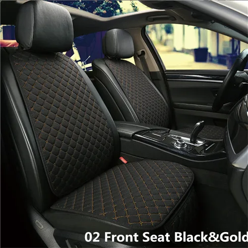 1Pcs Front BlackGold Льняной Чехол-протектор на автомобильное сиденье переднее заднее сиденье задняя подушка коврик со спинкой для авто автомобильный интерьер грузовик внедорожник или фургон - Название цвета: 1Pcs Front BlackGold