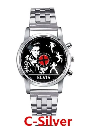 Новые модные стальные часы Elvis Presley мужские роскошные кварцевые наручные акция