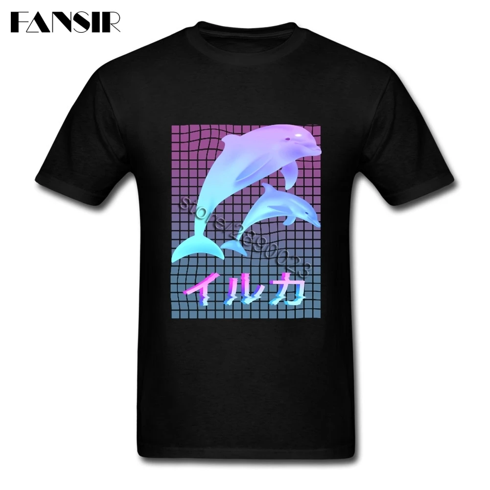 Дельфин эстетика Vaporwave футболка с короткими рукавами для мальчиков классическая