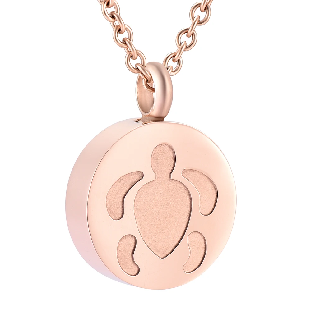 

Sea Turtle Urn Necklace Locket Perfume Pendant Stainless Steel Keepsake Memorial Necklace Can Hold Ashes Round Shape