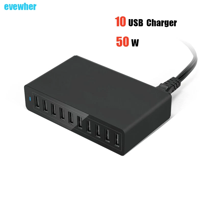 PowerPort 10 USB зарядное устройство 2A PowerIQ для телефона 50 Вт 5В/10А быстрая мульти