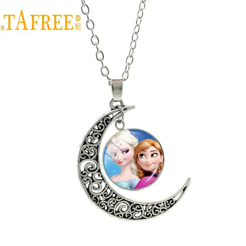 TAFREE серебро Цвет Moon Европейское ожерелье Стиль Снежная Королева Эльза Анна подвеска принцессы Шарм для Сестра девушки мультфильм подарок ES127