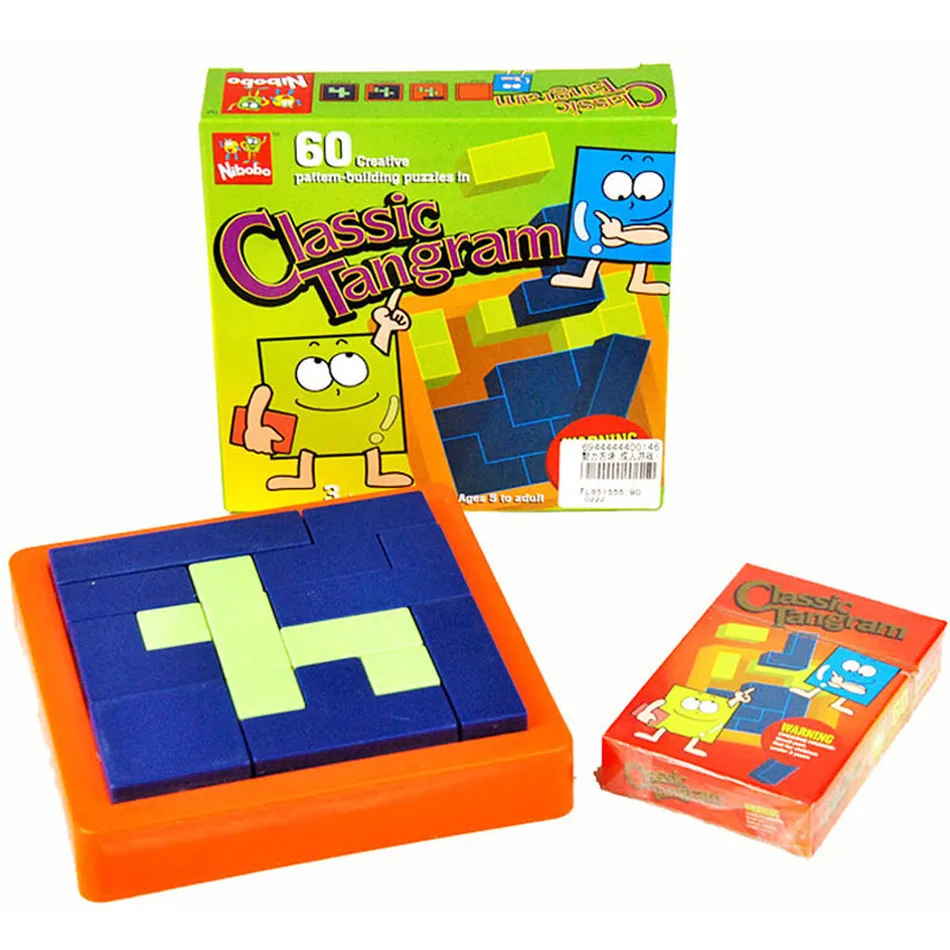 Монтессори классический Tangram IQ головоломка игрушки для детей 46 вызов и решение карты Oyuncak Brinquedos Juguetes Brinquedo