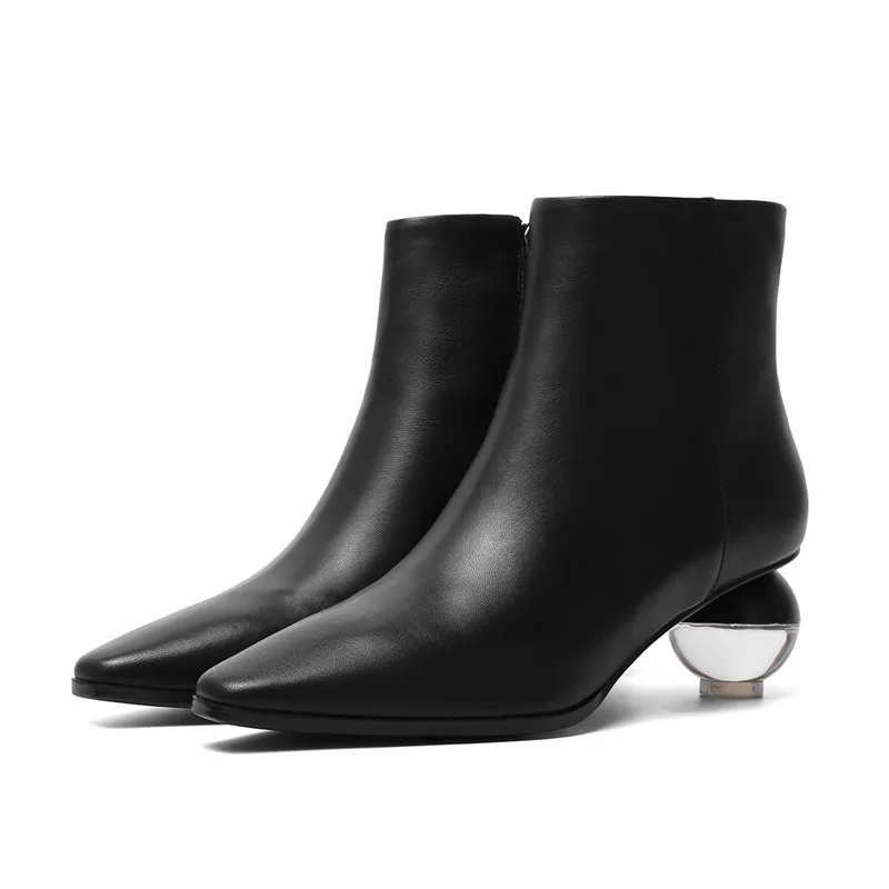 MORAZORA/женские ботильоны из натуральной кожи с острым носком сезон осень-зима