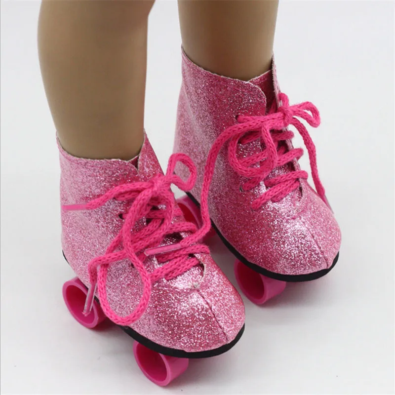 Pink Куклы роликовые коньки для 18 дюймов американские куклы сапоги для 43 см Детские куклы Reborn модные подарки для девочек куклы аксессуары - Цвет: Pink