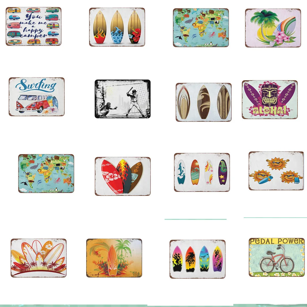 Доска для серфинга потертая шикарная металлическая жестяная вывеска винтажный