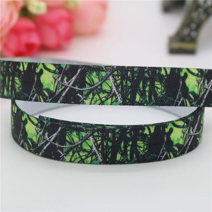 

DHK 5/8'' Free shipping camo tree dog cute pug bulldog printed Fold Elastic FOE headband headwear hairband DIY decoration S660