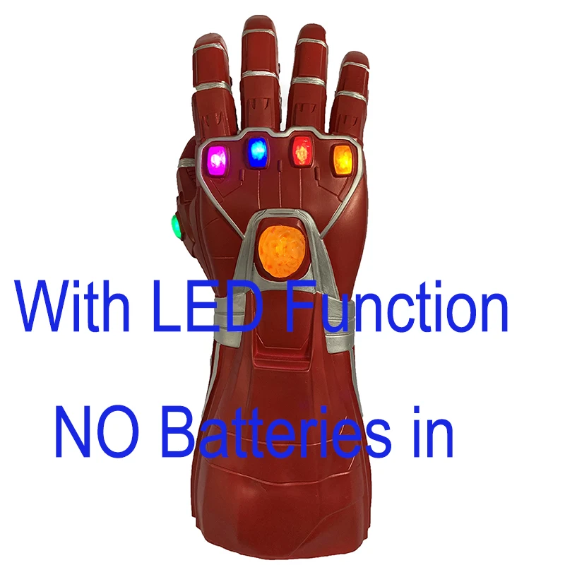 LED Without battery Красная перчатка для косплея Железного человека, светодиодный латексные перчатки супергероя, Железный Паук, костюм для Хэллоуина - Цвет: LED Without battery