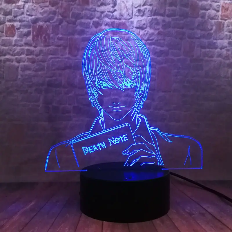 Тетрадь смерти Yagami светильник аниме Рисунок Модель 3D Иллюзия светодиодный 7