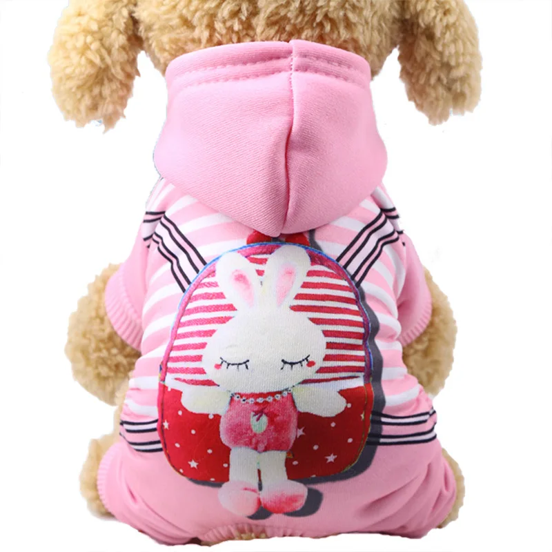 Pink Pawstrip/милый комбинезон для собак; мягкое теплое пальто для собак; Одежда для маленьких щенков; зимнее пальто с капюшоном для собак; комбинезон для щенков; зимние толстовки для собак - Цвет: Pink