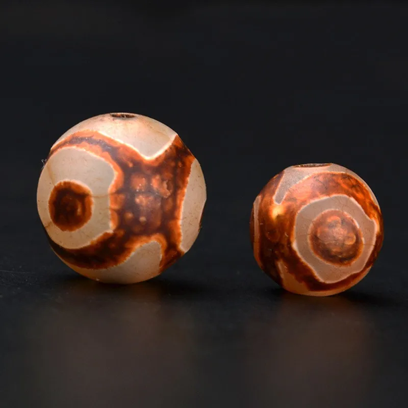 

8mm 10mm Vintage Tibetan Eyes Dzi Beads, Natural Round Antiqued Stone Spacer Beads Hole Bead Loose Beads For Jewelry Making