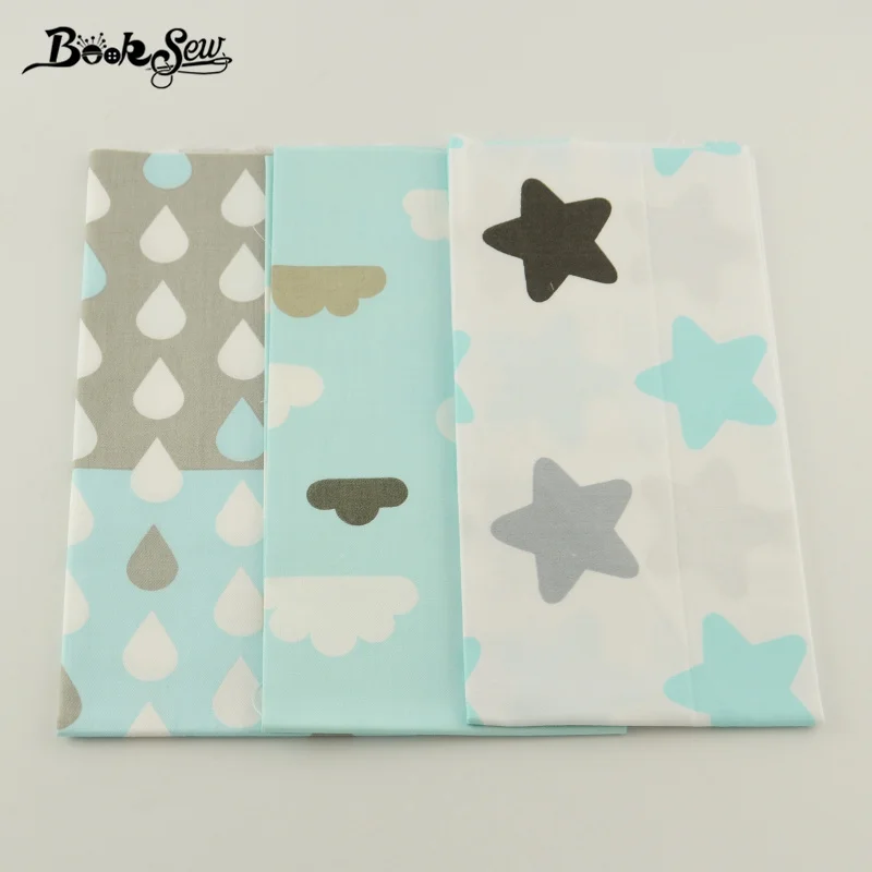 Booksew Scrapbooking 40cmx50cm 3 Pcs 100% Cotton Twill Fabric Baby Cloth Pretty Pattern Quilting DIY Dolls Craft Bedding Set|cotton twill