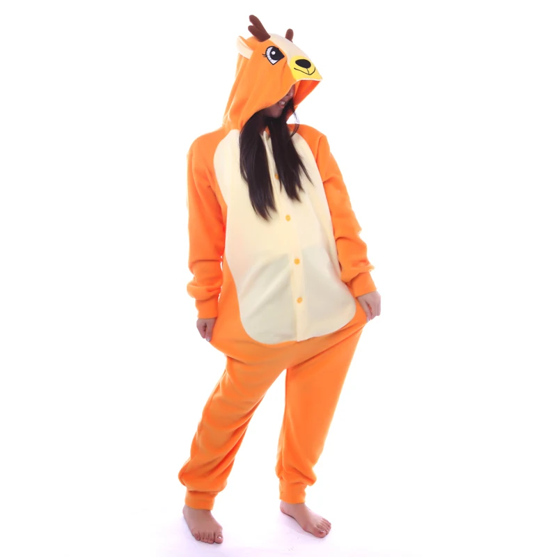 Теплая забавная Пижама для взрослых унисекс с мультяшными животными Сика оленем