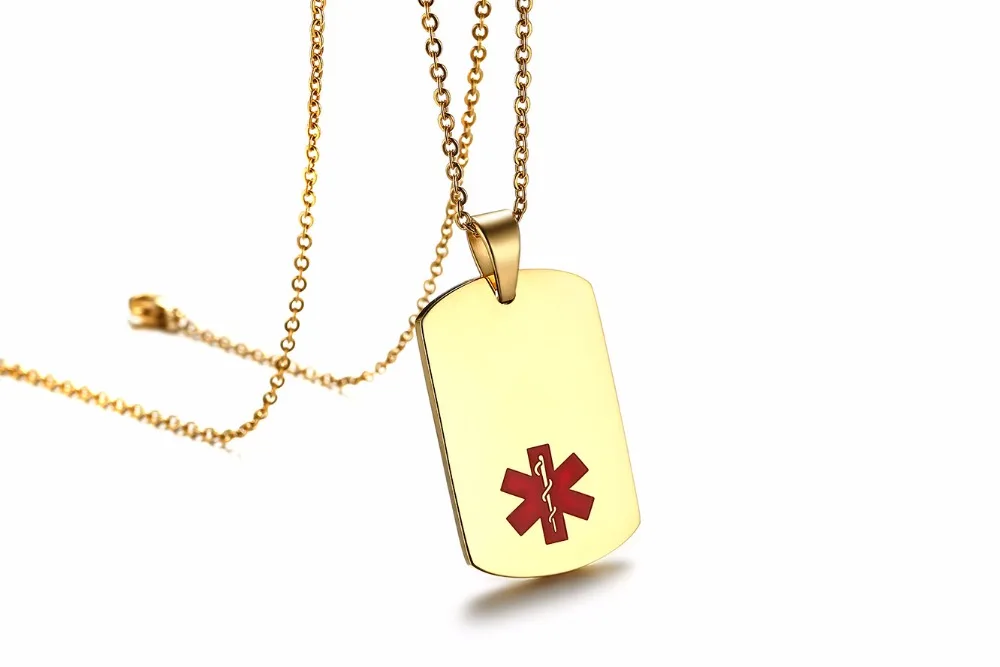 Размер ZZ новый список нержавеющей стали медицинский знак кулон золотой