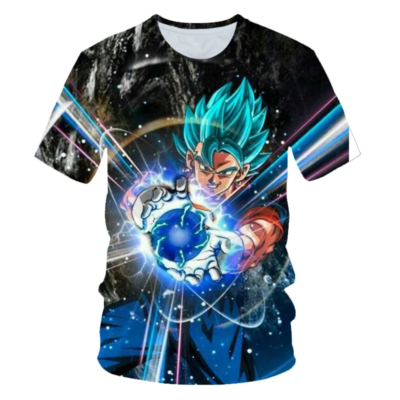 Новинка, Мужская 3D футболка, Dragon Ball Z Ultra Instinct Goku Super Saiyan God Blue, летняя футболка с принтом "Вегета", размер 6XL