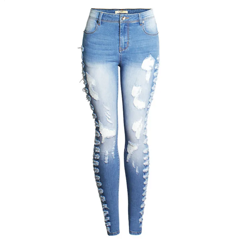 2018 Eyes Plus Size Vintage Ripped Jeans Woman Fashion Elasticity Boyfriend High Waist Hole | Женская одежда