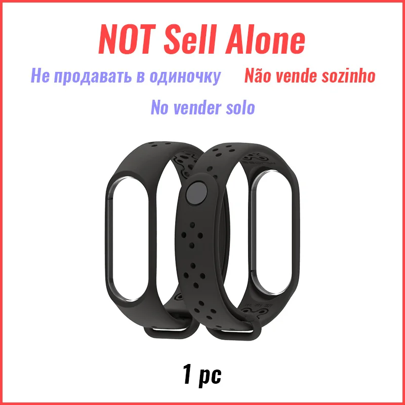Порус ремень для Xiaomi mi группа 4/3 mi Band-3/4 Мульти-Цвет дополнительный спортивная лента текстура простой лёгкий мягкие удобные плотно закрывается - Цвет: Not Sell Alone BLACK