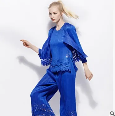 Miyake fold/осенний комплект из трех предметов плиссированное пальто с рукавом три