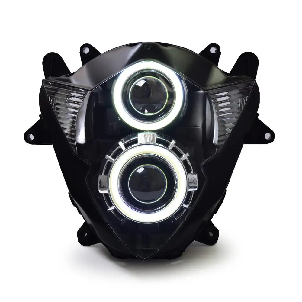Передние фары KT для мотоцикла Suzuki GSX650F 2008-2009 HID Проектор Светодиодный(LED) Глаз ангела Белый Светодиодный(LED) Глаз демона Красный - Цвет: Without Demon Eye