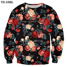 YX брендовая одежда для девочек, новинка 2018, модный мужской 3d свитшот, Ретро стиль, с цветочным и буквенным принтом, мужскойженский Повседневный Свитшот