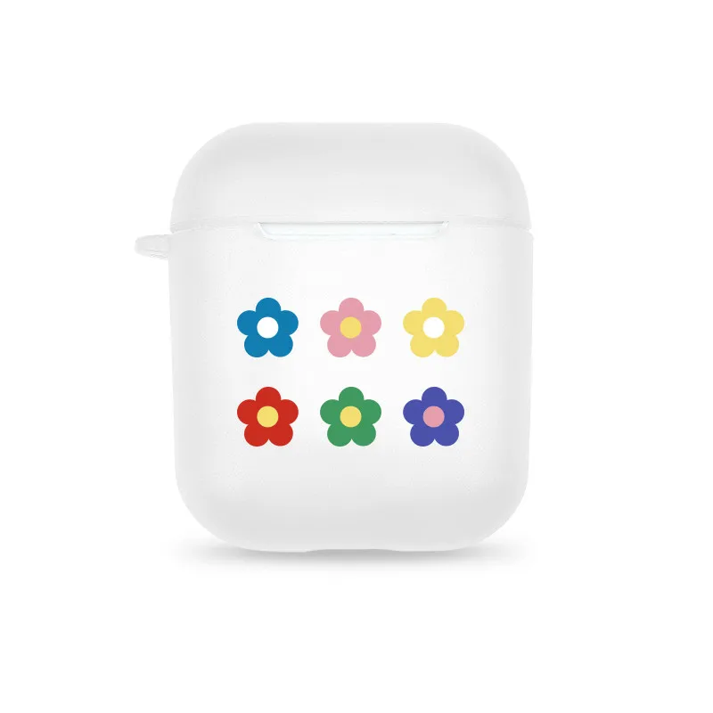 small flowers Силиконовые сумки для Airpods Единорог забавные английские слова лимон фрукты переноски приемник Чехлы для Apple Airpods чехол для наушников Etui - Цвет: small flowers