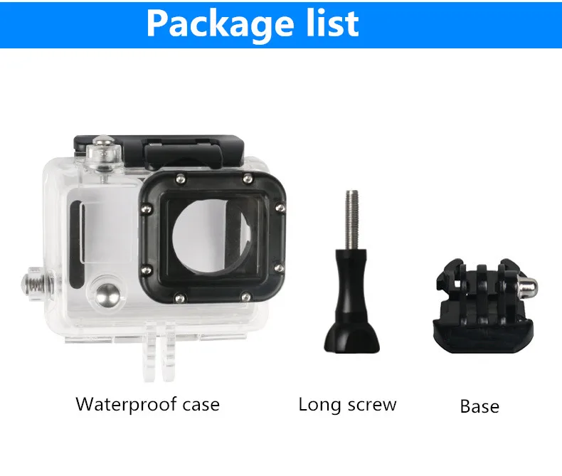 Съемный водонепроницаемый чехол с зажимом для gopro hero 3 + 4 Аксессуары спортивной и