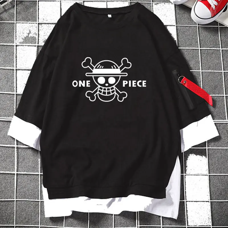 Аниме цельная соломенная шляпа Пираты Луффи череп Jolly Roger Многослойные футболки