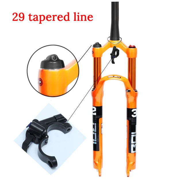 29er Tapered Line Вилка для горного велосипеда из магниевого сплава пневматическая подвеска 26 27,5 29er дюймов 32 HL RL100mm Велосипедная вилка Блокировка для велосипедных аксессуаров - Цвет: 29er Tapered Line