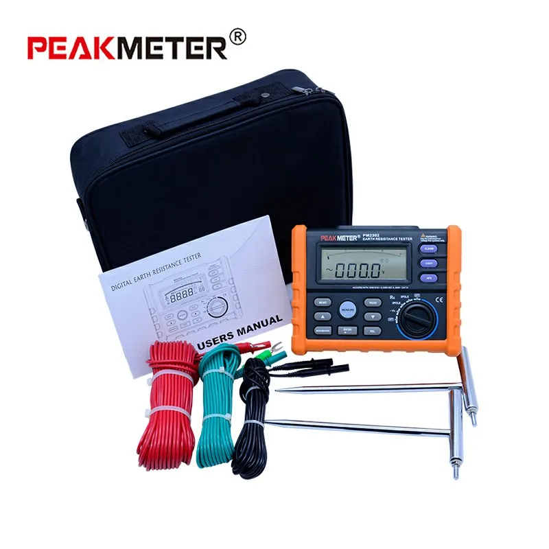 Цифровой тестер сопротивления заземления PEAKMETER MS2302 Мегаомметр 0 Ом ~ 4K сохранение