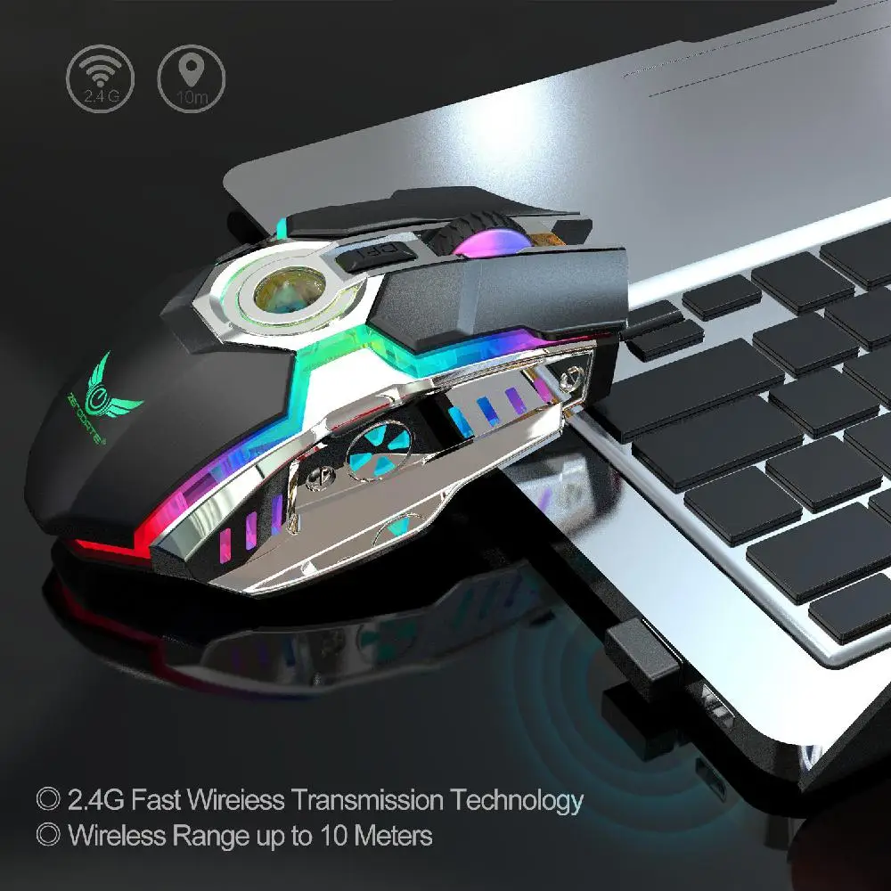 Новая перезаряжаемая беспроводная мышь ZERODATE T30 2 4 ггц RGB лампа для игровой машины