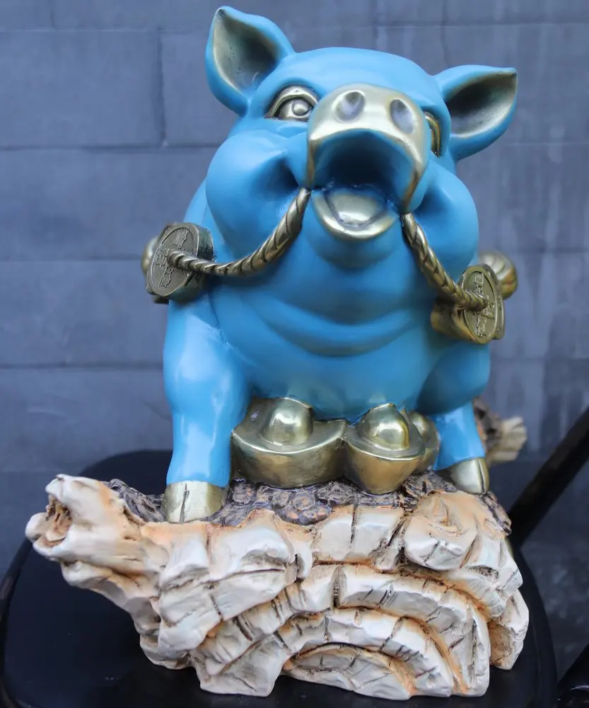 10.6 inches pure brass Chinese Zodiac auspicious Feng shui Wealth Animal Pig hog statue Bronze Decoration Home Gift Statue | Дом и сад
