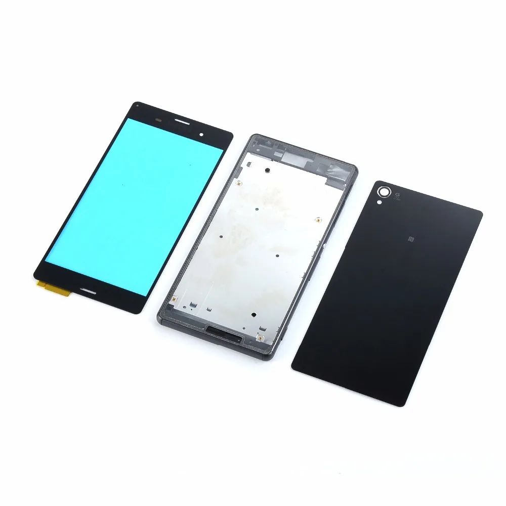 

For Sony Xperia Z3 D6653 D6633 L55T Housing Middle Frame Cover+Battery Back Cover Glass+Touch Screen Sensor+Sticker