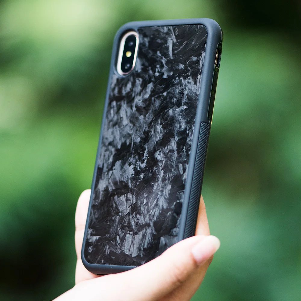 Роскошный кованый чехол из углеродного волокна для iPhone X XS нескользящий Мягкий