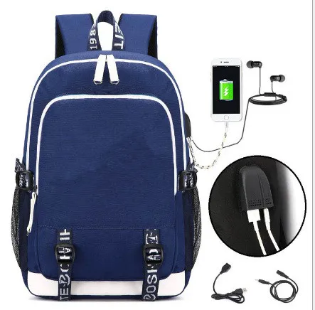 Рюкзак с USB-разъемом для ноутбука аниме-принтом | Багаж и сумки