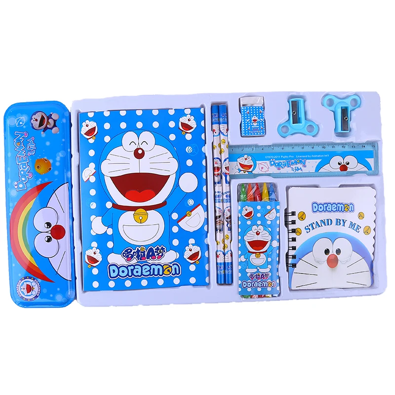 14 шт./лот Роскошные перо набор канцелярских принадлежностей Doraemon мультфильм тема