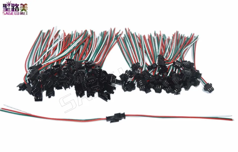 50 пар 3pin JST SM штекер Соединительный кабель для светодиодной ленты 3 Pin разъем