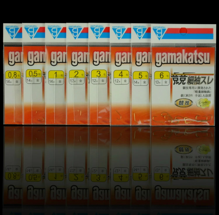 Gamakatsu Золотые рыболовные крючки Barbless из высокоуглеродистой стали, рыболовные крючки, удочка, червь, приманка, не-Барб, сильные, острые рыболовные крючки