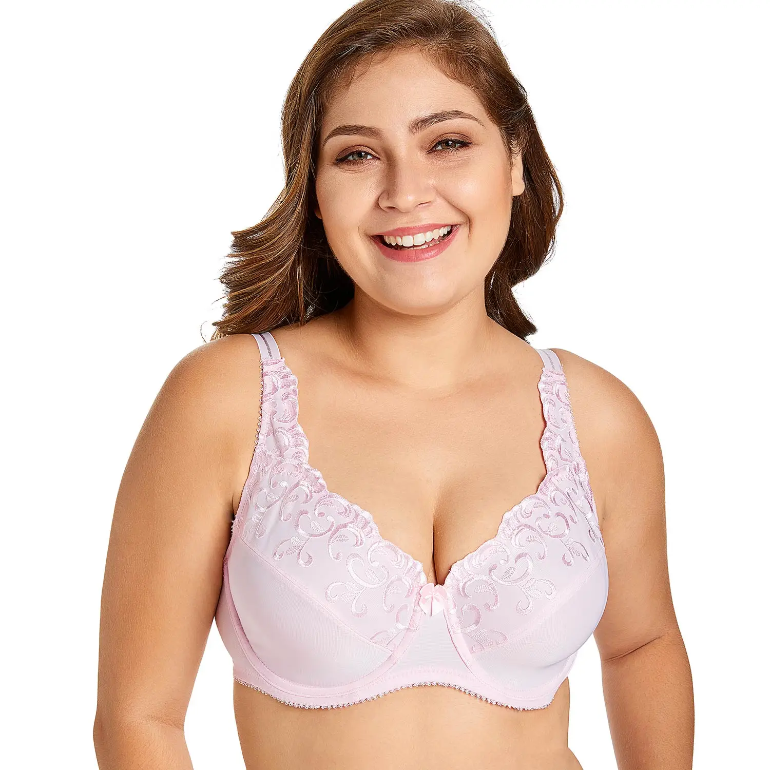 Pink04 Delimira женский бюстгальтер-минимайзер с цветочной вышивкой - Цвет: Pink04