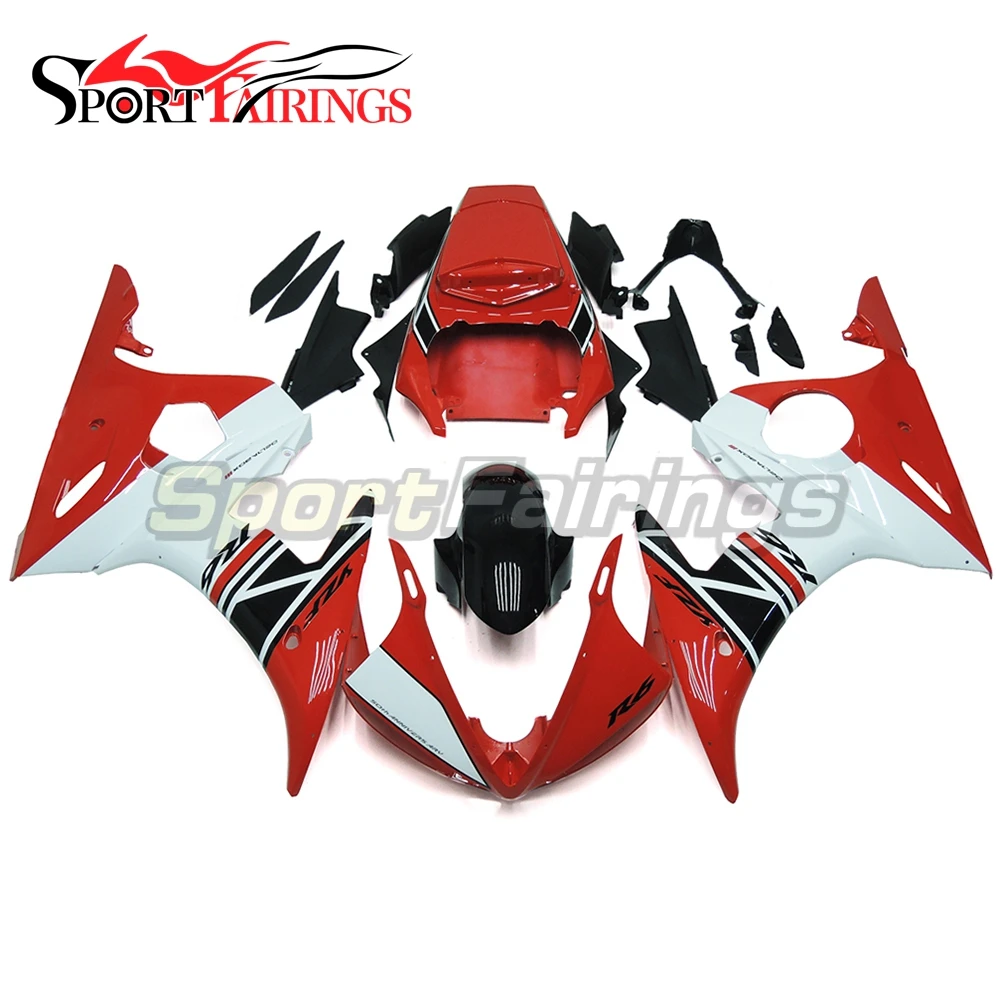 

Injection Complete Fairings For Yamaha YZF600 R6 05 YZF-R6 2005 ABS Plastic Motorcycle Fairing Kit White Red Black Panel