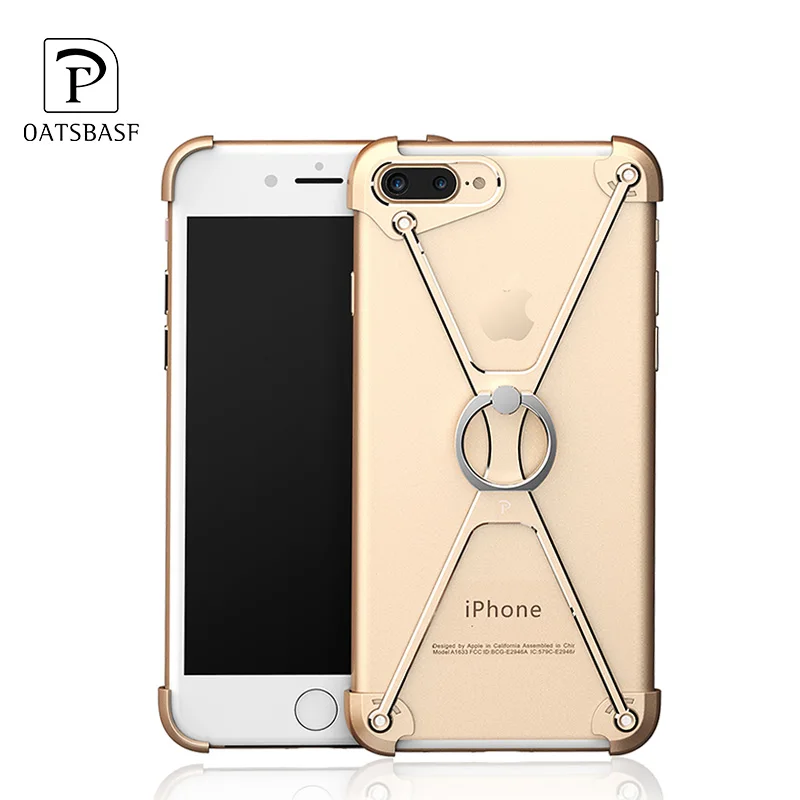 Роскошный металлический защитный чехол для IPhone 7 7 Plus, чехол lite, индивидуальная оболочка для Iphone 8 8 plus, чехол, тонкий металлический бампер - Цвет: Gold Ring