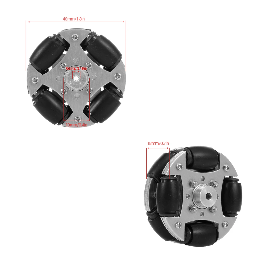 3 шт 48 мм всенаправленные колеса металлические двойные для RC роботов автомобилей