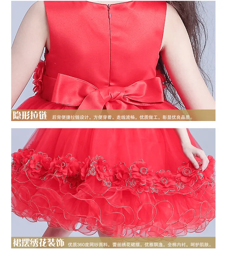 Бальное платье для девочек элегантное рождественское красное Vestidos Elegantes de gala 2019