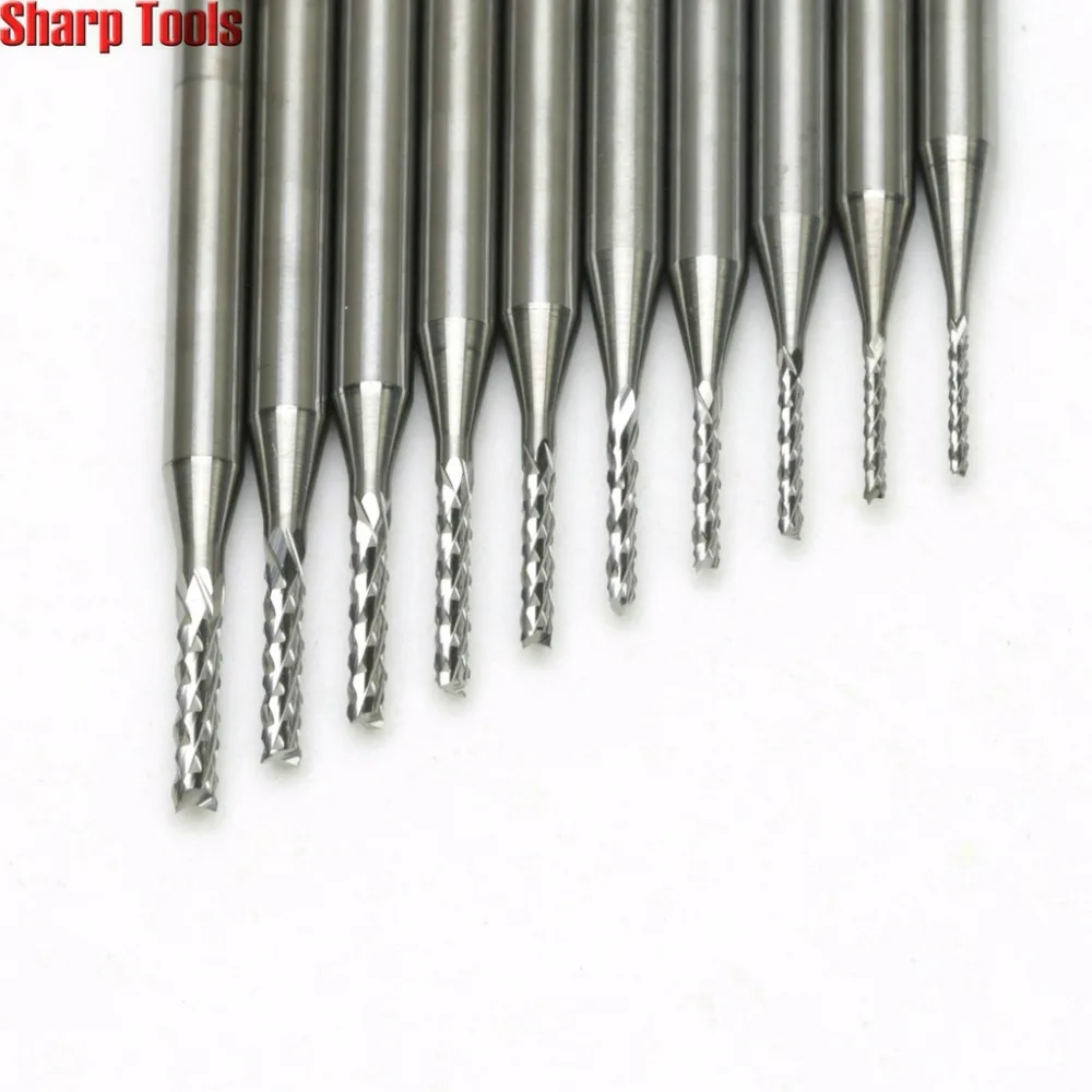 

10pcs 0.8-1.8mm PCB Cutters CNC Router Bit Set Imported Solid Carbide End Milling Cutting Tools for Print Circuit Board Drills